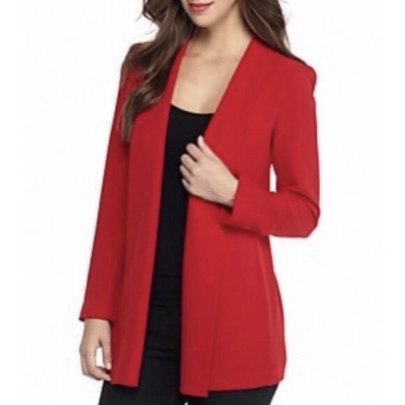Calvin Klein Womens 2XL Red Jacket Open Front Chic Party Holiday - Picture 12 of 12